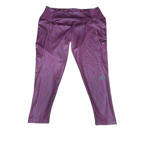 Adidas Aeroready Leggings Purple Logo for Women Plus Size 2XL.